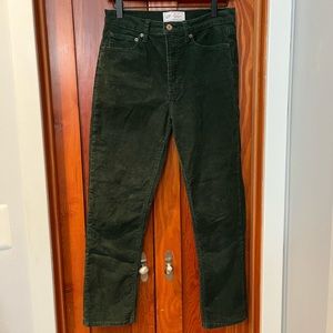 Gap Vintage Slim High Rise Corduroy Pants in Dark Green, Size 28